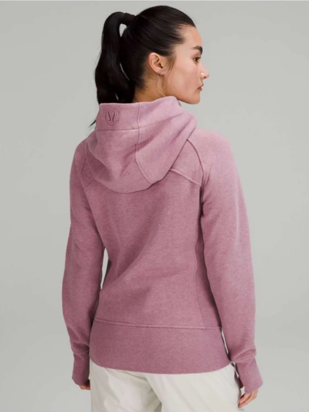 Lululemon Scuba Hoodie Jacket Light Cotton Fleece Heathered Velvet Dust Size 10